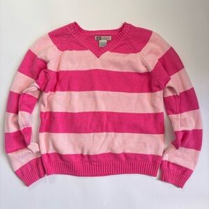 Vintage Pink V-Neck Striped Sweater